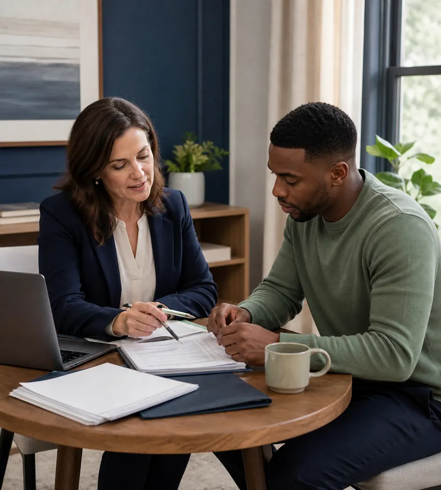 Tax advisor helping an individual organize return documents