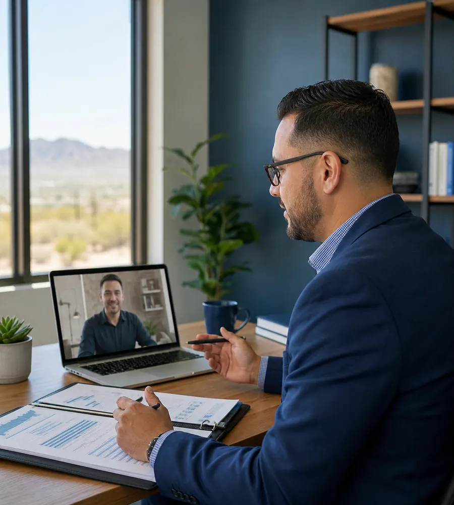 Advisor conducting a remote United States tax and accounting consultation