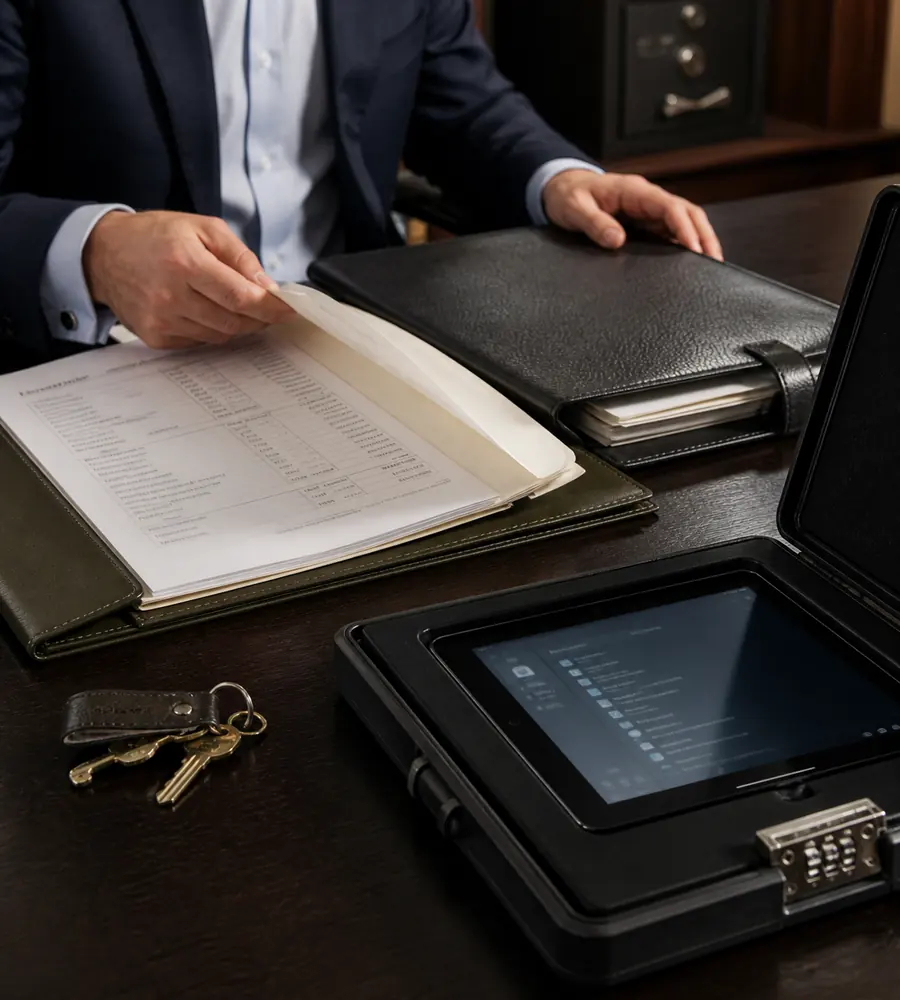 Secure asset records and digital documents under review
